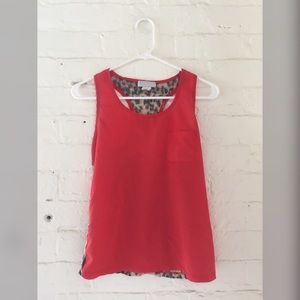 Coral & Leopard Sleeveless Blouse