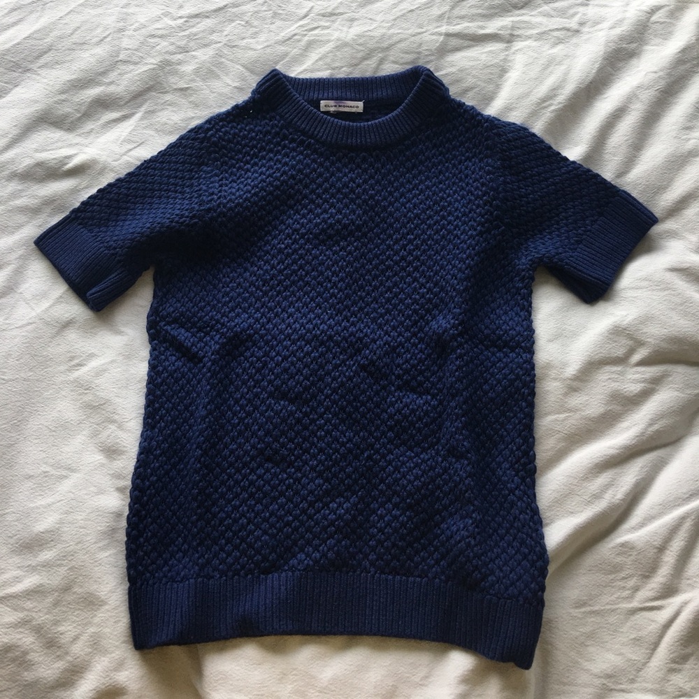 Club Monaco Navy Short Sleeve Sweater