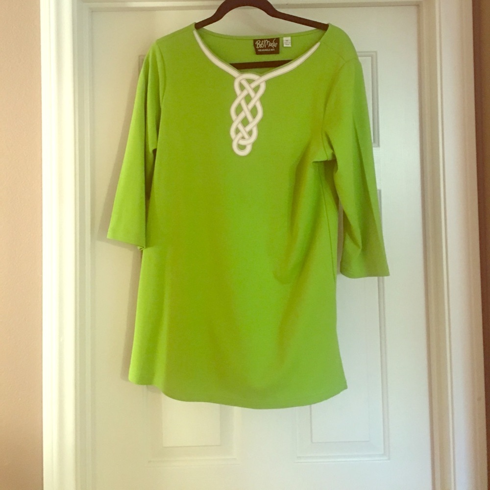 Bob Mackie Lime Green Tunic, Medium EUC