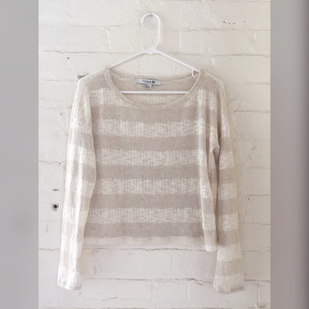 Sheer Cream Striped Pullover