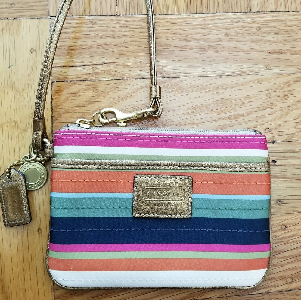 Coach Hampton Legacy Multicolor Wristlet authentic
