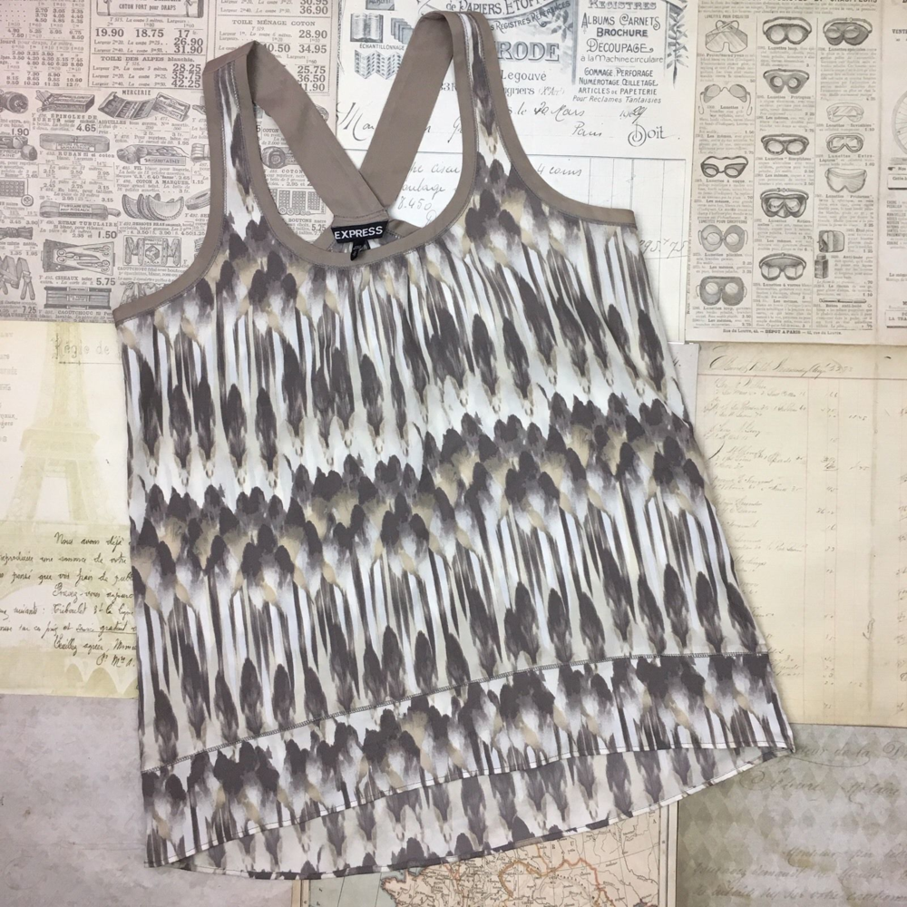 Express Blouse XS Tank Top Greys Abstract Boho