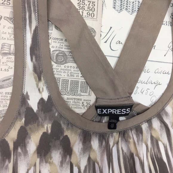 Express Blouse XS Tank Top Greys Abstract Boho - Picture 2 of 6