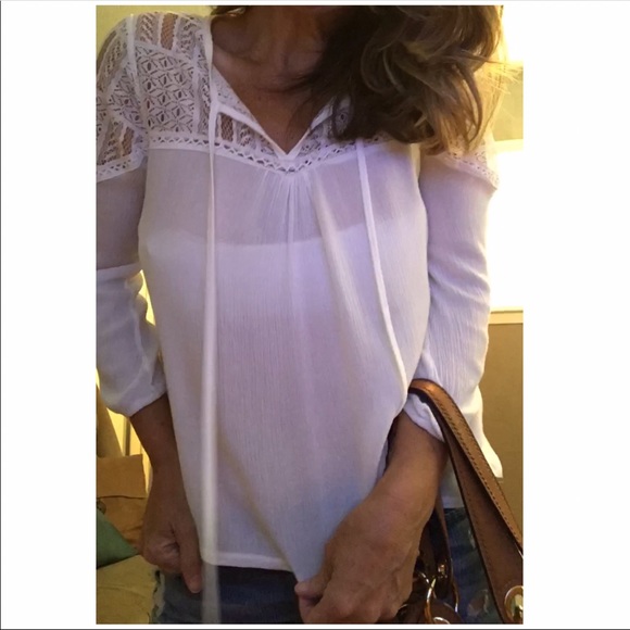 White • Lace • Peasant • Top - Picture 2 of 7