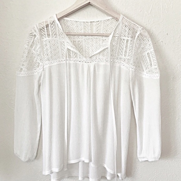White • Lace • Peasant • Top - Picture 3 of 7