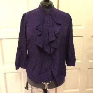 Purple patterned 3/4 sleeve shirt