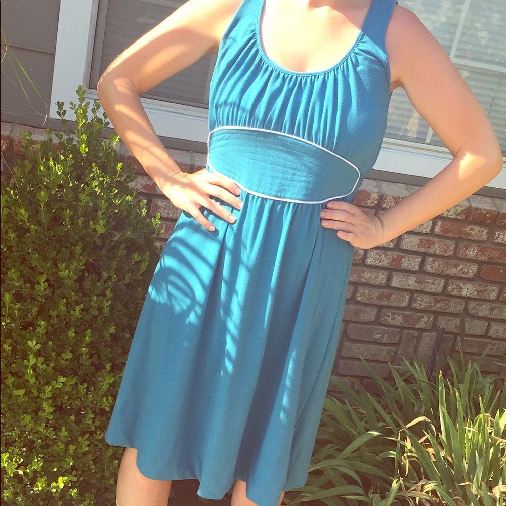 Banana Republic Short Sleeve Blue Tie Dress