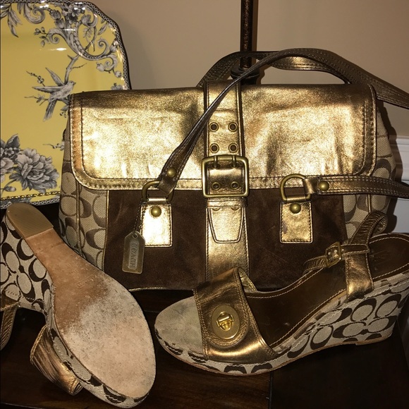 Authentic vintage coach purse and wedge sandals! - Picture 2 of 2