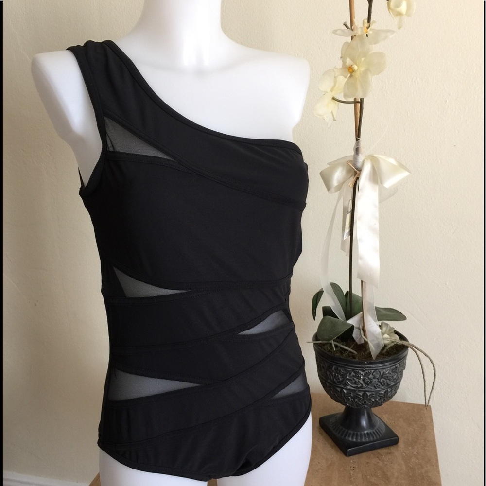 Karla Colletto One Shoulder Mesh Paneled Swimsuit