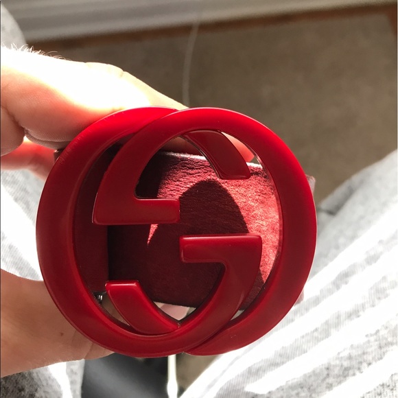 Red Suede 100% Authentic Gucci Belt - Picture 2 of 6