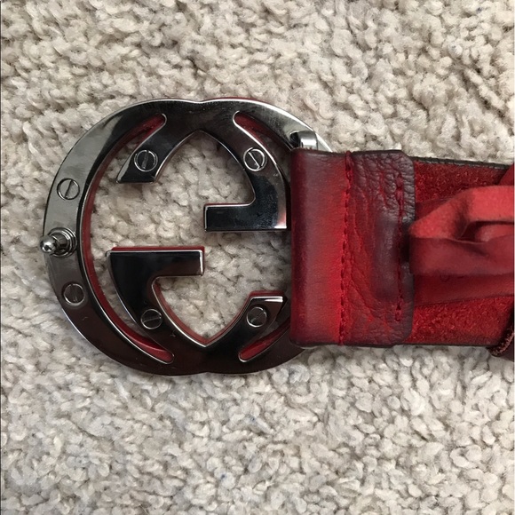 Red Suede 100% Authentic Gucci Belt - Picture 3 of 6