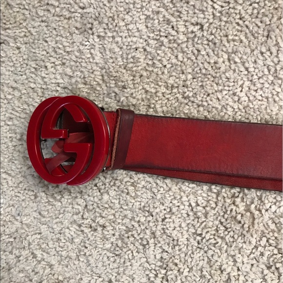 Red Suede 100% Authentic Gucci Belt - Picture 5 of 6