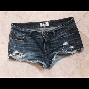 Victoria's Secret PINK distressed denim shorts