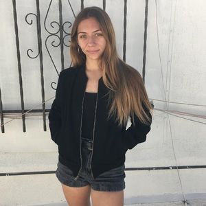 American Apparel Black denim bomber jacket