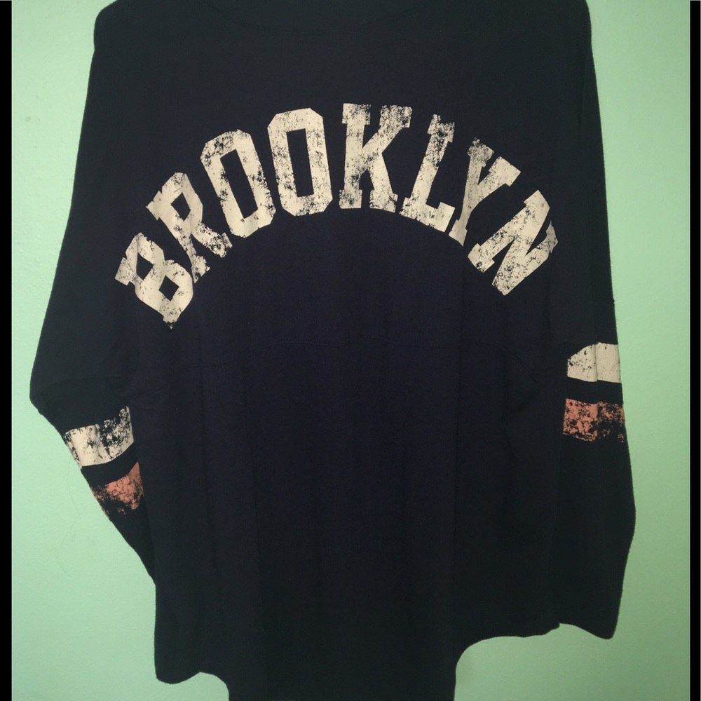 Navy w/ pink and white stripes long sleeve