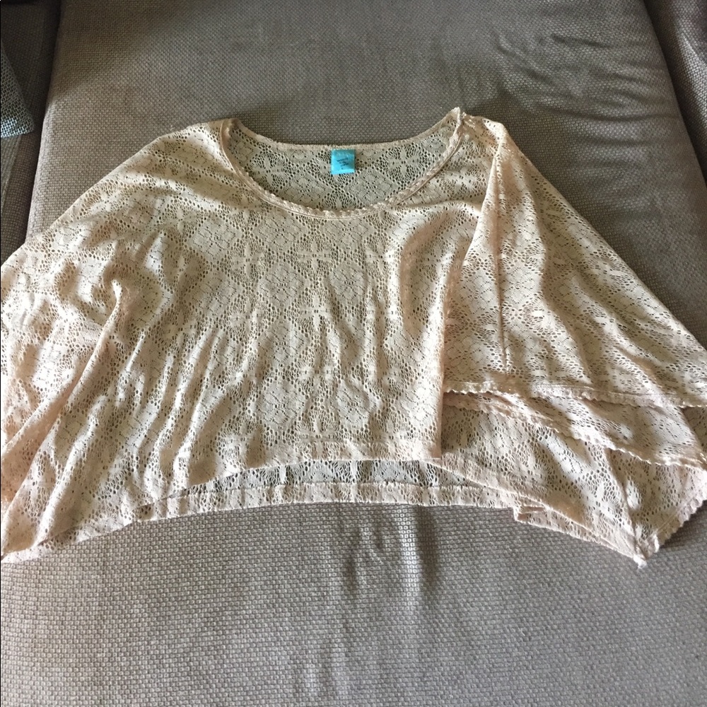 Crop Top, Bat-Wing Lace Top