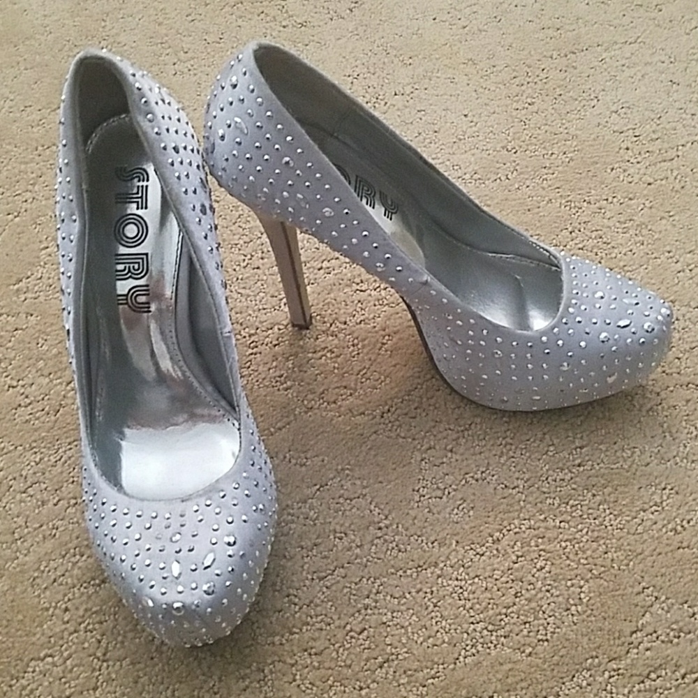 silver studded heels