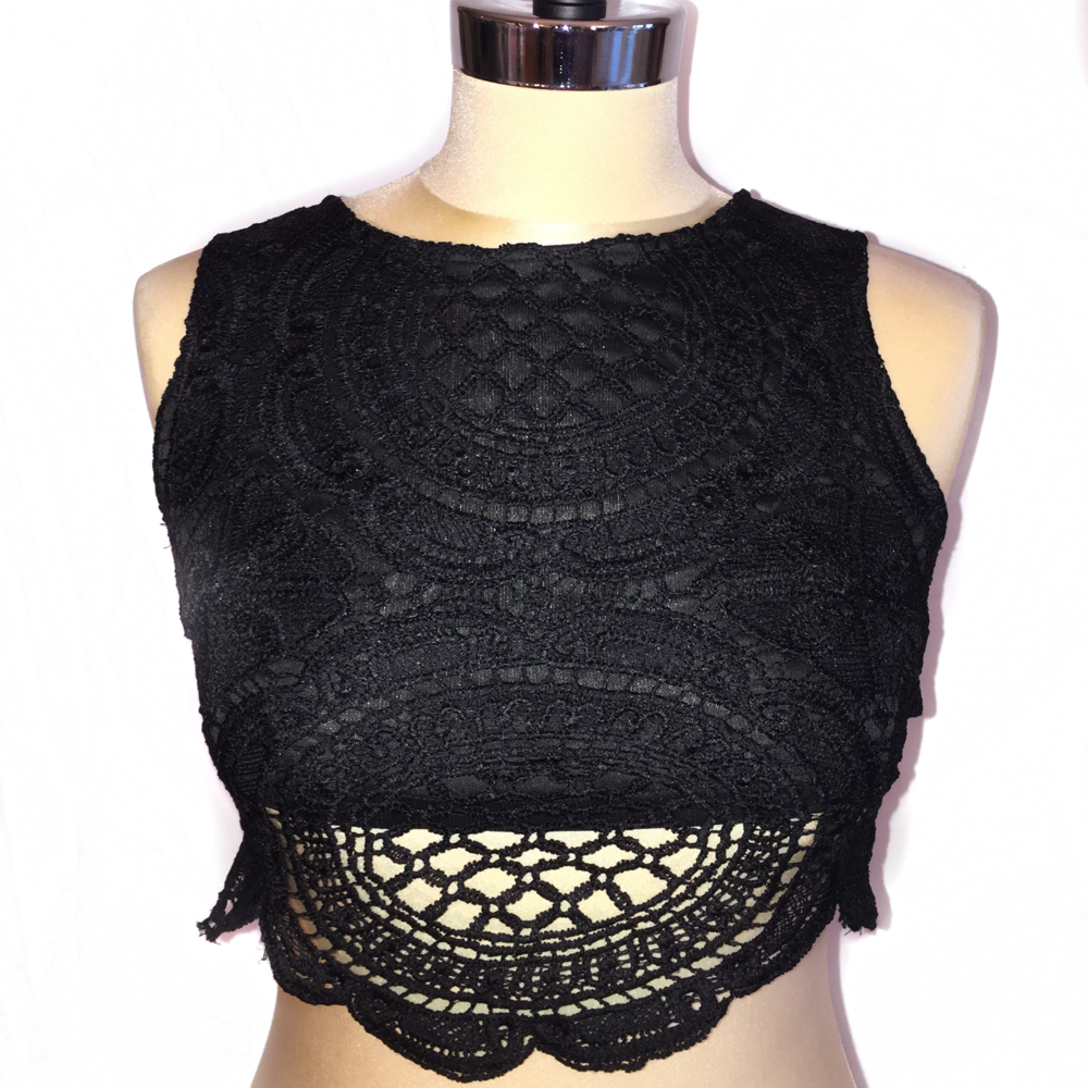 Black Lace Coachella inspired Crop Top,