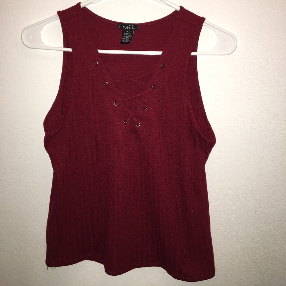 RUE 21 dark red ribbed tank top
