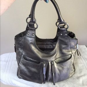 Perlina Metallic Leather Handbag