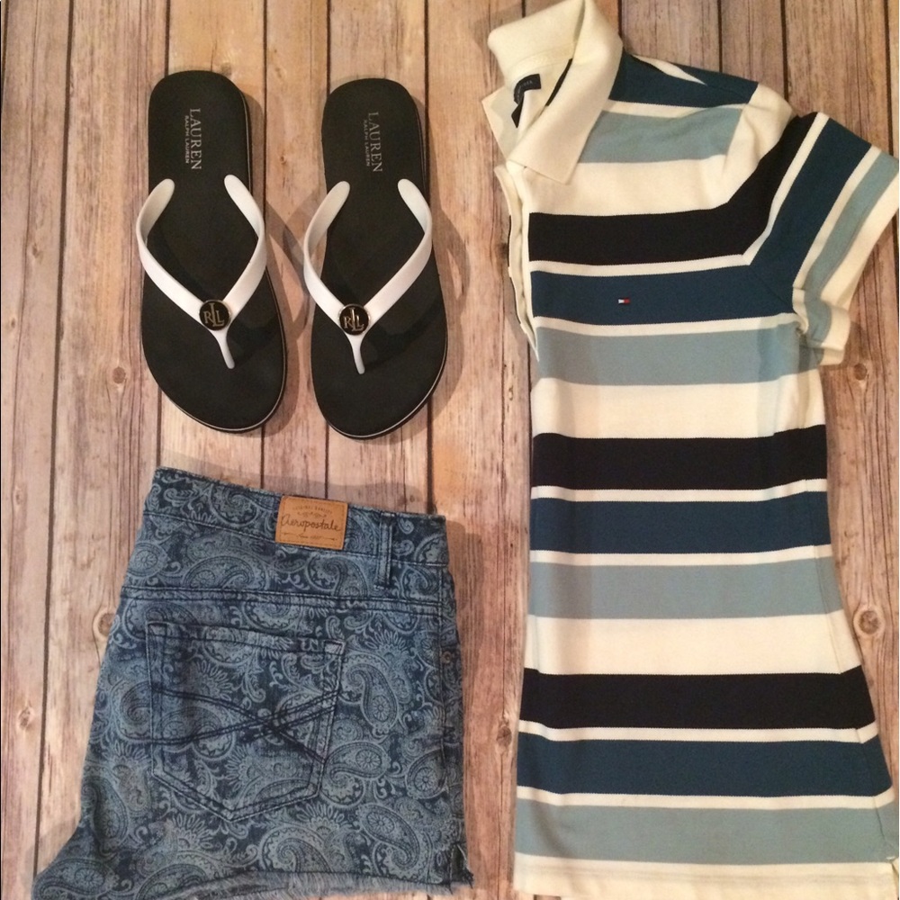 Tommy Hilfiger Striped Women's Polo T Shirt Large