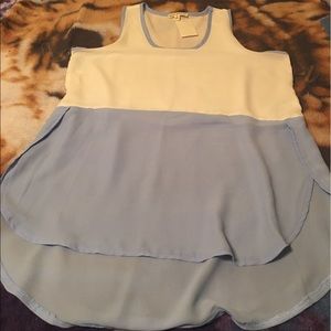 2 tone, long to short blouse.