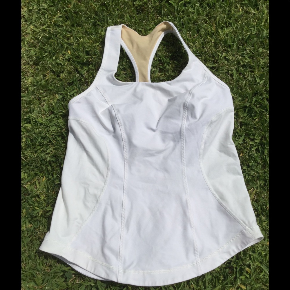 White Lululemon yoga top