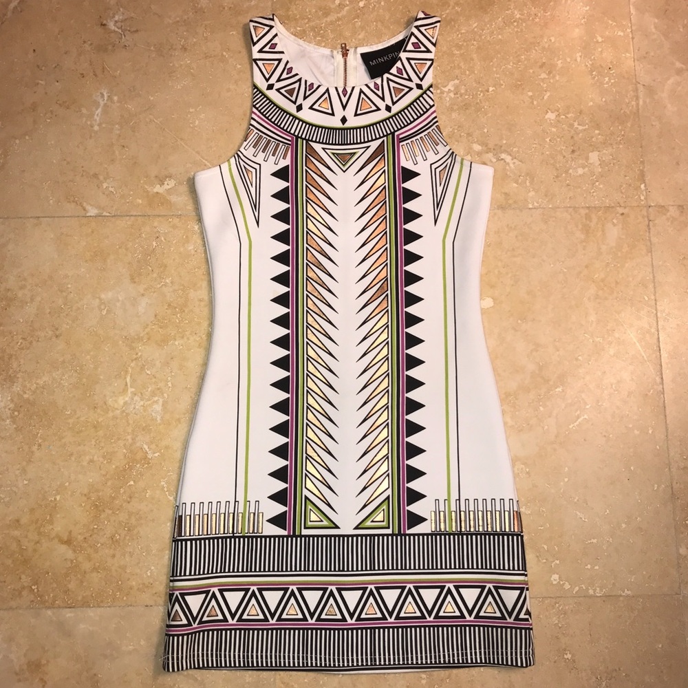 MINK PINK Art Deco print short tank dress