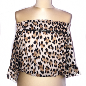 Cheetah Design Animal Print Off The Shoulder Top,