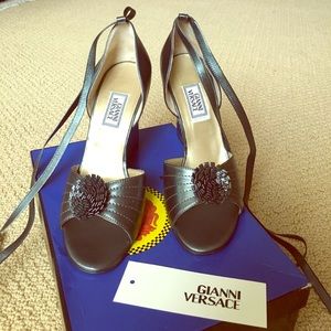 Gianni Versace Pewter Wedge Heels