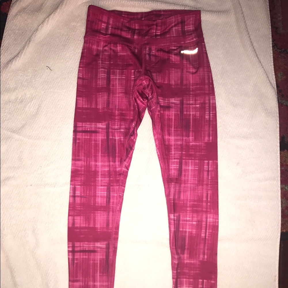 HEAD brand Pink Plaid Pattern Athletic Leggings