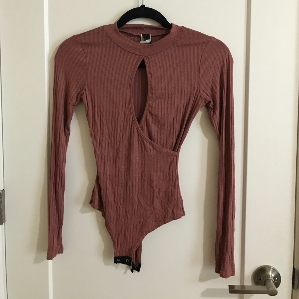 Mauve Ribber Turtleneck Bodysuit