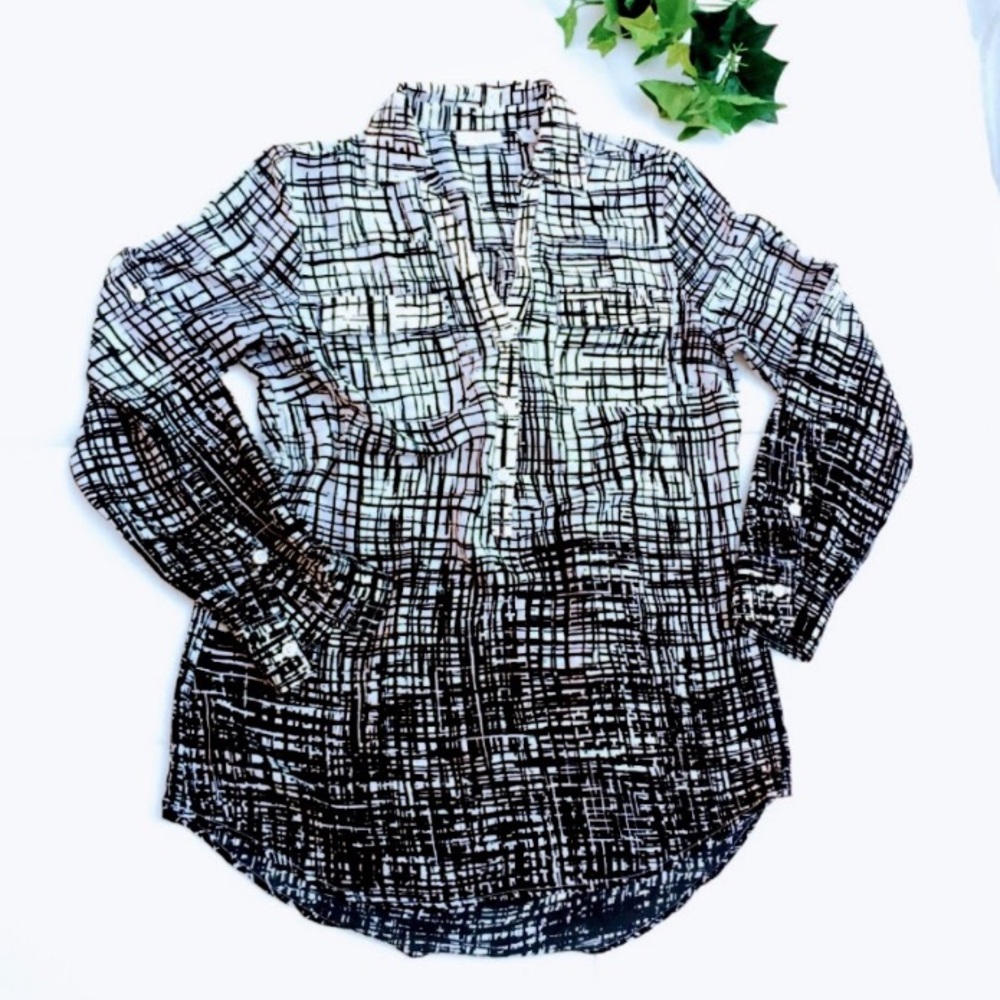 #A108 New York & Company Zebra Print Sheer Blouse