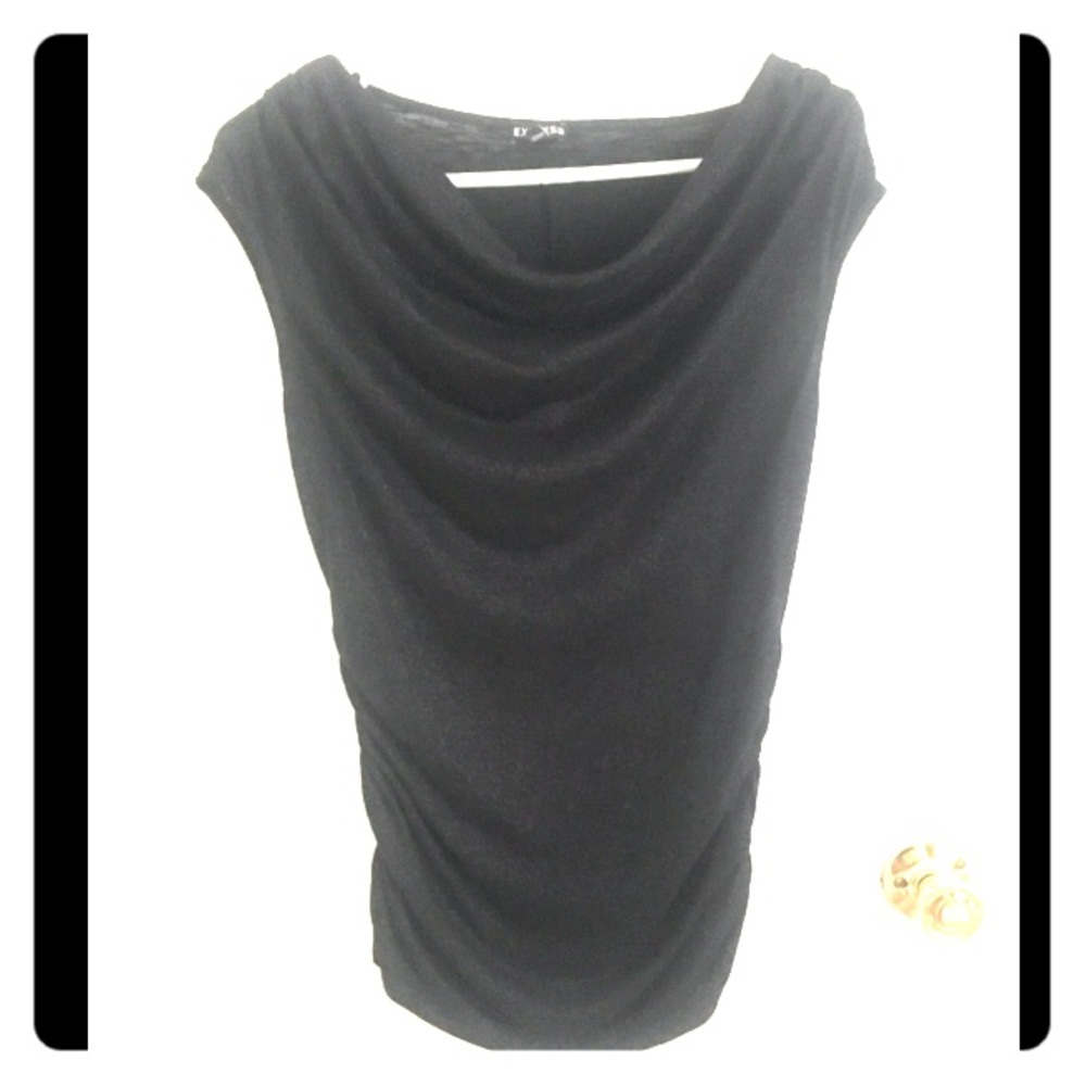 Black-silver Express Tunic with Cowl Neck