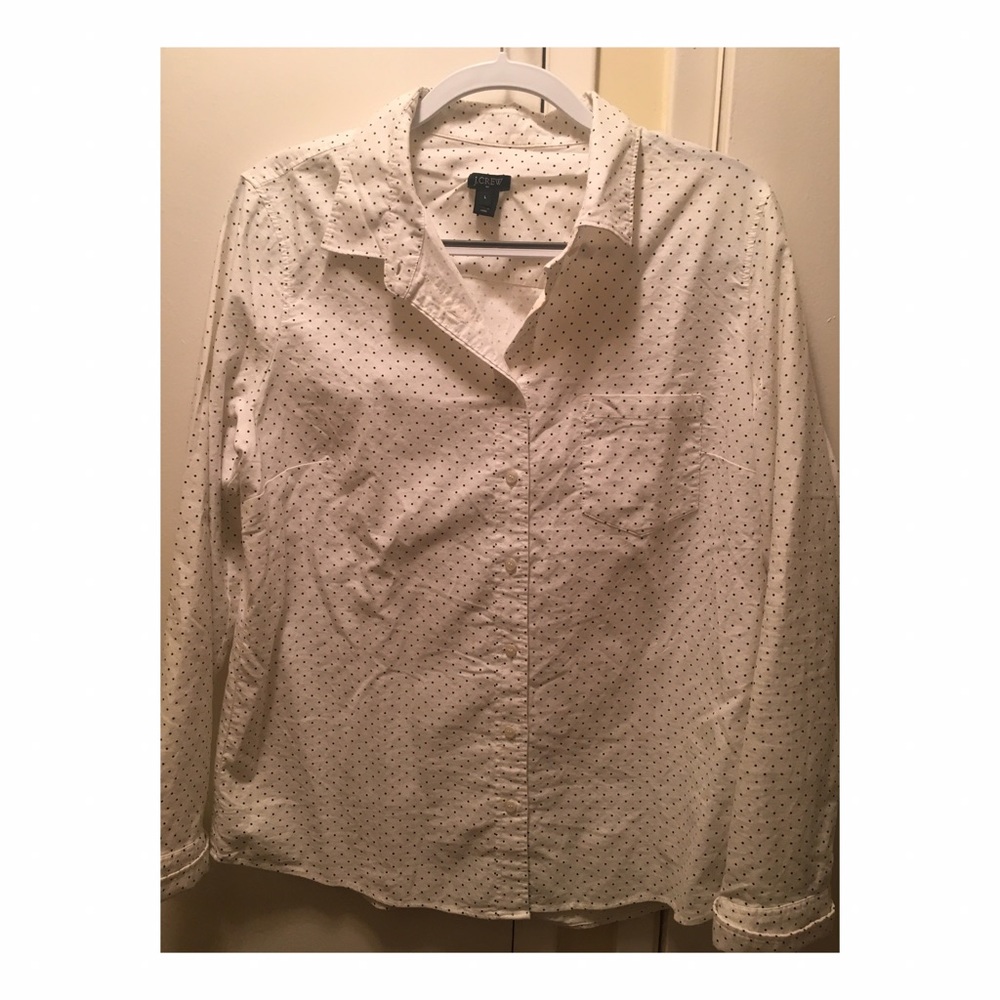 Never worn. J.Crew Polka Dot Oxford Shirt.