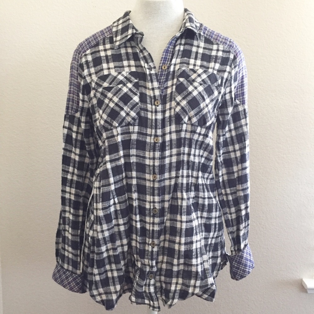 Free People Plaid Button Down Shirt