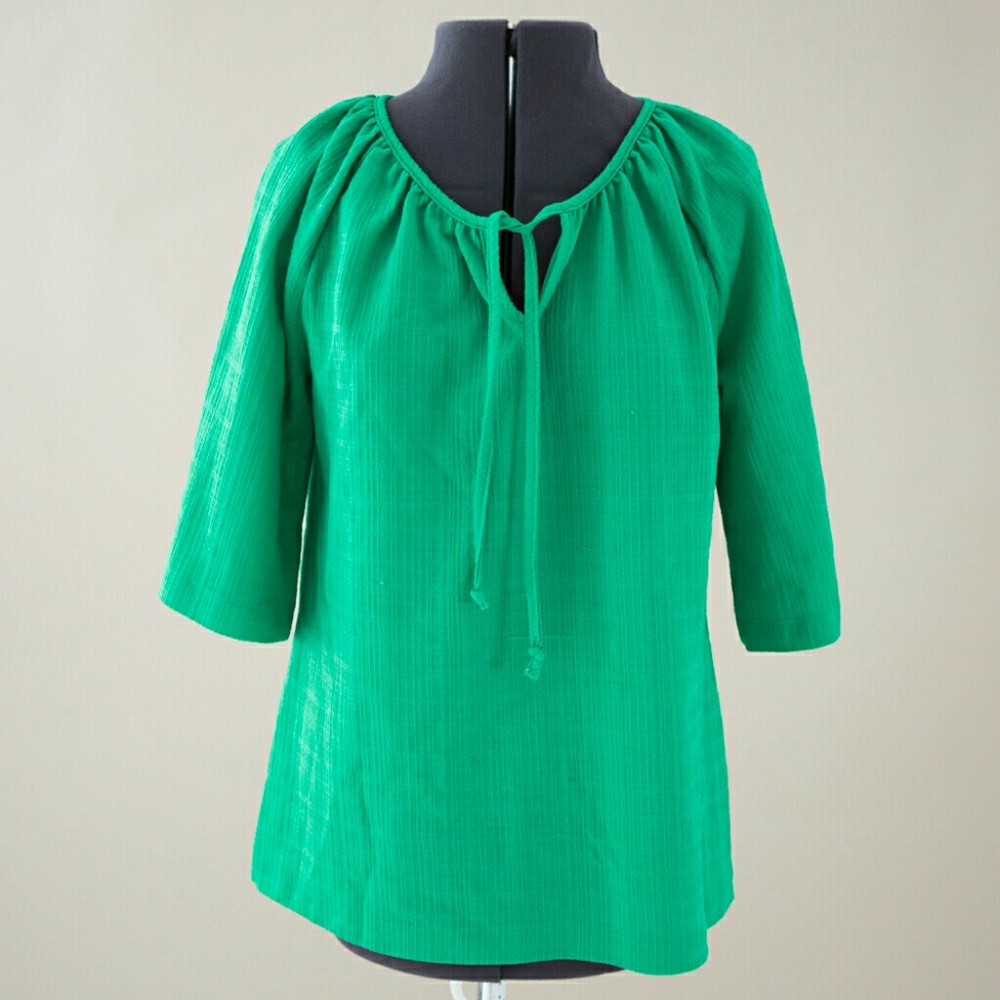 Kelly green vintage peasant blouse