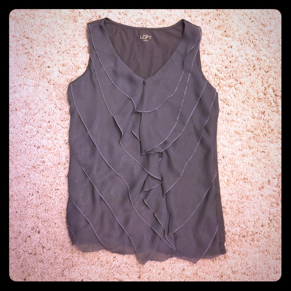 Ann Taylor Loft Gray sleeveless Top Sz Small