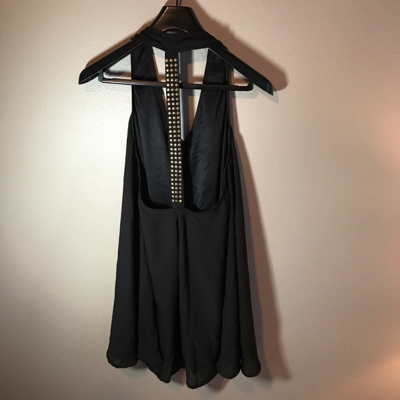 Arden B Back Open Black Dress With gold studs - Picture 2 of 4