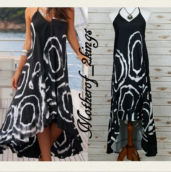 ♠🔥LAST ONE🔥♠BLACK/WHITE HI-LOW DRESS - Picture 2 of 4