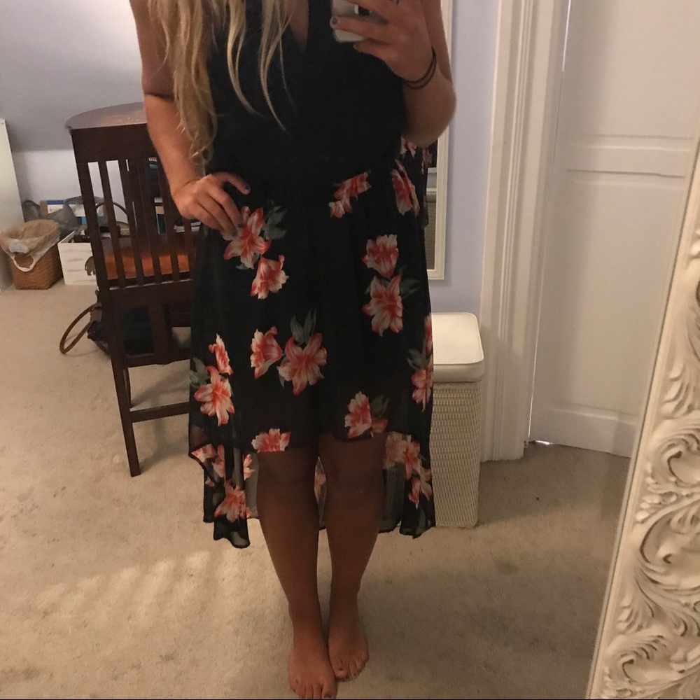 Floral High Low Skirt