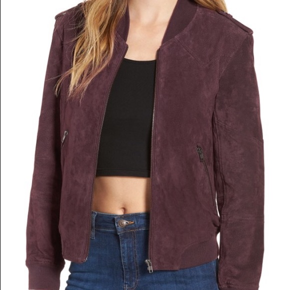 Blank NYC Jackets & Blazers - BLANKNYC Suede Bomber Jacket in Purple Merlot M