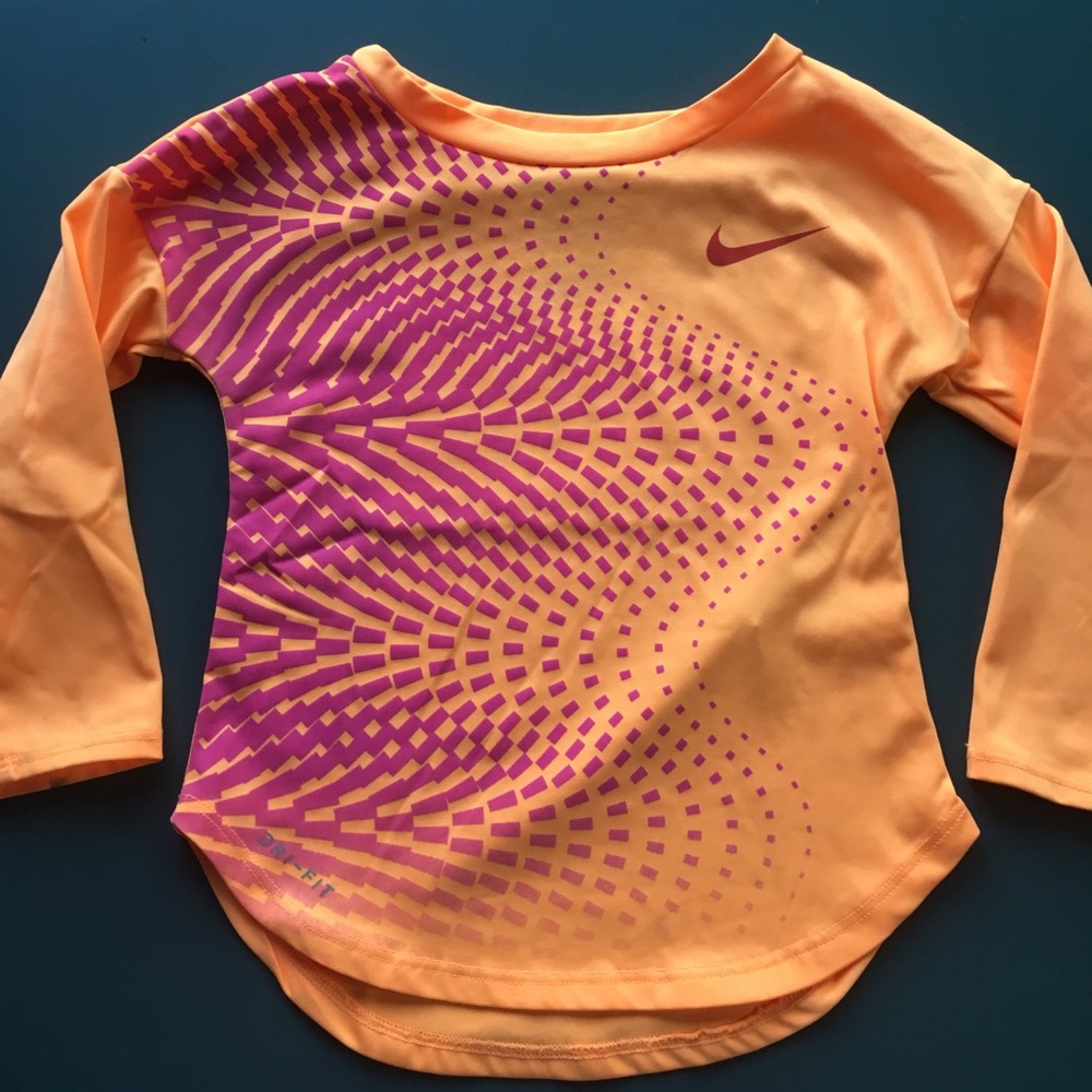 Long sleeve orange and magenta shirt