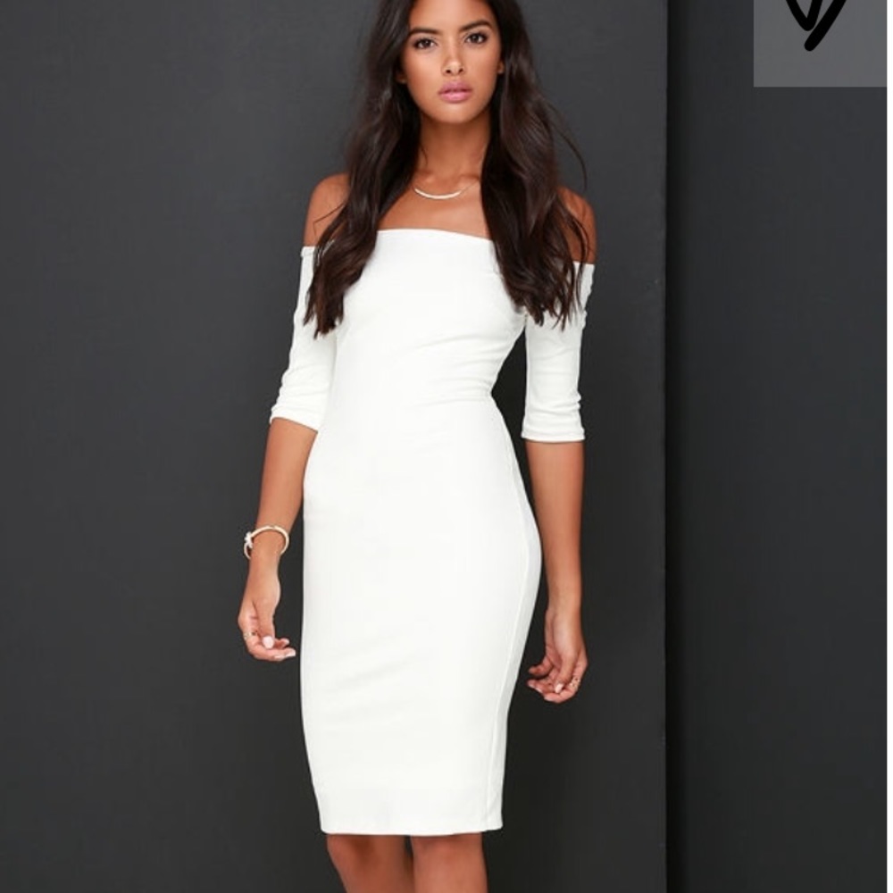 NWT Off The Shoulder Ivory Midi Dress