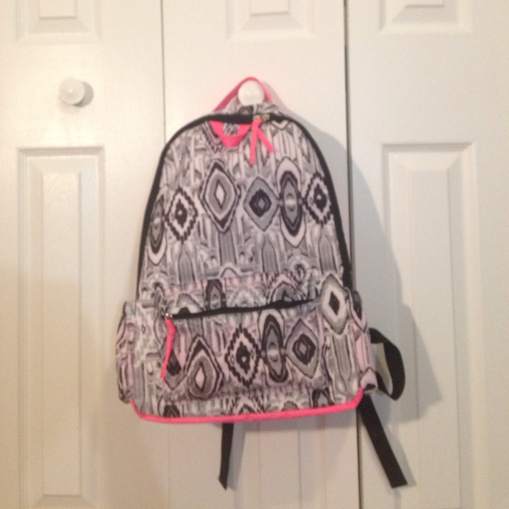 Pink, black and grey backpack