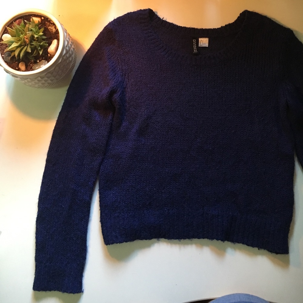 Navy blue knit sweater