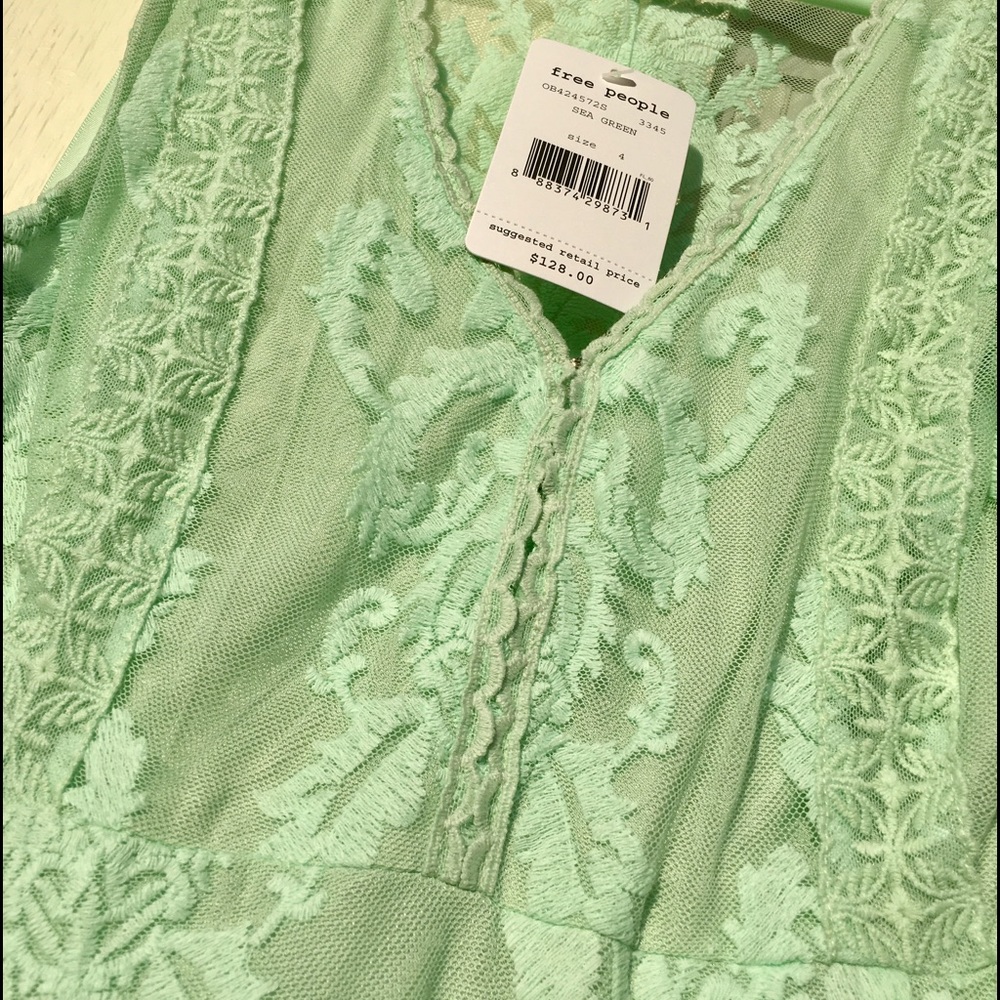 NWT Free People lacy sea green dress