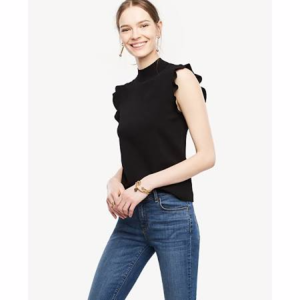 Ruffle Sleeve Mock Neck Sweater