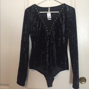 NWT LF Lace Up Velvet Long Sleeve
