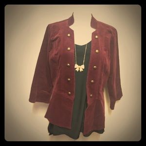 Maroon Military Inspired Jacket - Size XL in EUC